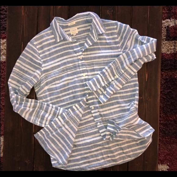 J. Crew Striped Gauze Boy Shirt size small - Picture 9 of 9